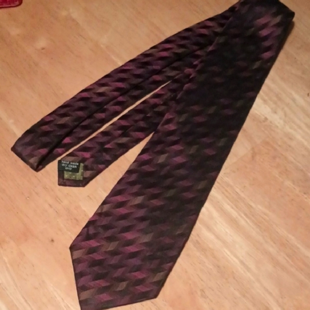 Purple and Black Geometric Silk Tie